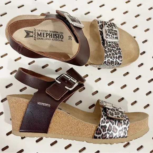 Mephisto Womens Lissandra Chestnut Panthera Sandals - Size 39 / 9