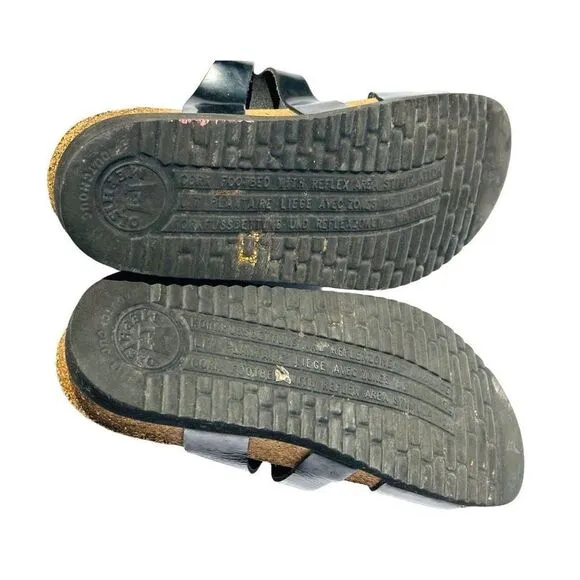 Mephisto Womens Sandals Cork Footbed Double Strap Buckle Slip On Black Size 37 /