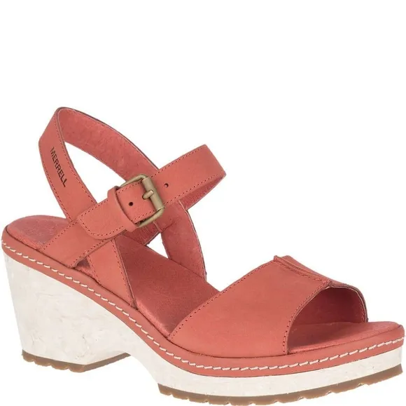 Merrell Halendi Sandals with Chunky Heel in Redwood color size 8.5
