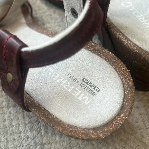 Merrell Leather Burgundy Wedge Sandals