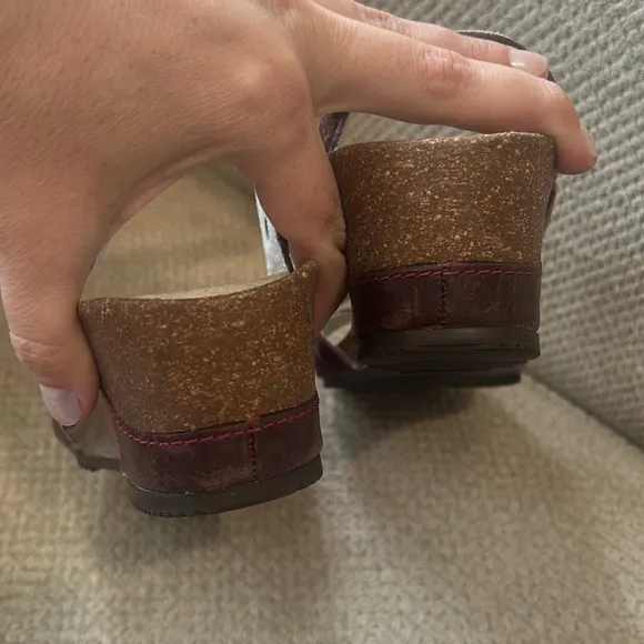Merrell Leather Burgundy Wedge Sandals