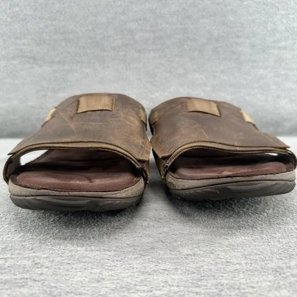 MERRELL-Mens Sandals Dark Earth Slide Slip On Flats J91525 Brown Leather Size 13