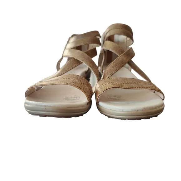 Merrell Performance Strap Heel Sandals Tan Leather Women's Size 9 Zip Closure