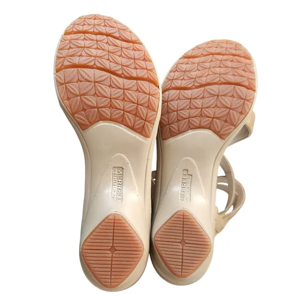 Merrell Performance Strap Heel Sandals Tan Leather Women's Size 9 Zip Closure