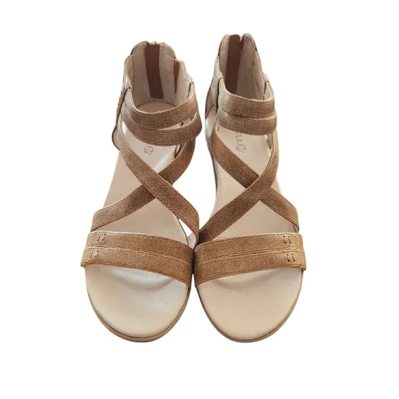 Merrell Performance Strap Heel Sandals Tan Leather Women's Size 9 Zip Closure