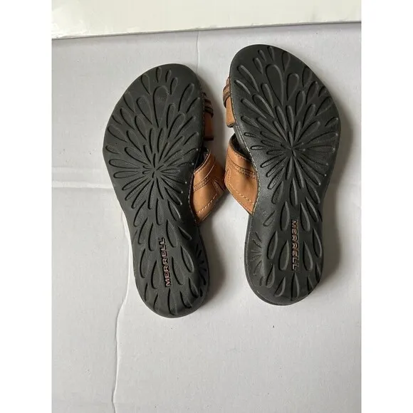 Merrell Piccolo Womens Sz 6 Brown Slides Leather Sandals