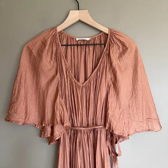 Mes Demoiselles Twinkie Maxi Dress Nude Size 2 Silk Lightweight Flowy Billowy