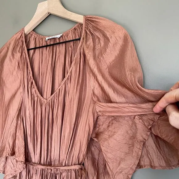 Mes Demoiselles Twinkie Maxi Dress Nude Size 2 Silk Lightweight Flowy Billowy