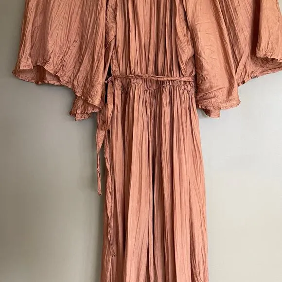 Mes Demoiselles Twinkie Maxi Dress Nude Size 2 Silk Lightweight Flowy Billowy