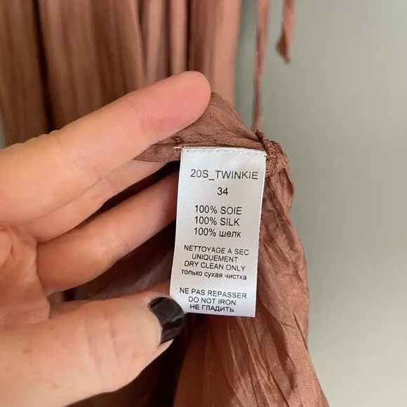 Mes Demoiselles Twinkie Maxi Dress Nude Size 2 Silk Lightweight Flowy Billowy