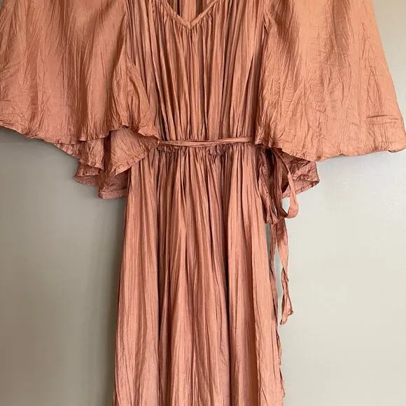 Mes Demoiselles Twinkie Maxi Dress Nude Size 2 Silk Lightweight Flowy Billowy