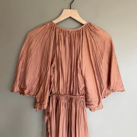 Mes Demoiselles Twinkie Maxi Dress Nude Size 2 Silk Lightweight Flowy Billowy