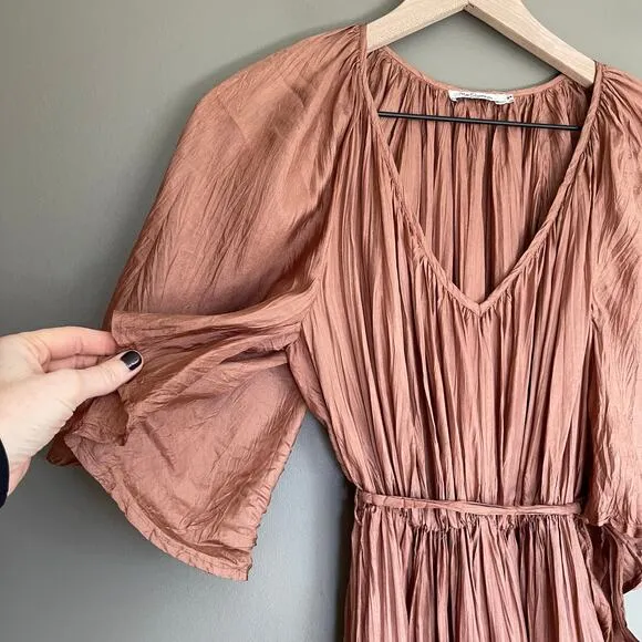 Mes Demoiselles Twinkie Maxi Dress Nude Size 2 Silk Lightweight Flowy Billowy