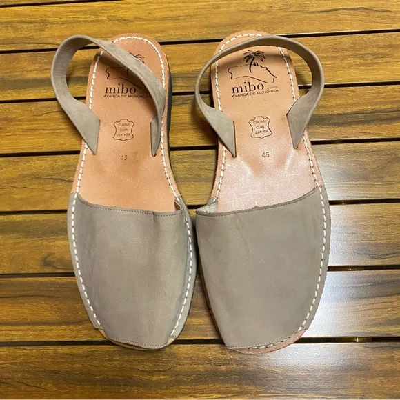Mibo Cosits Avarca de Menorca Men Sandals Size 12 Leather Slingback Neutral NWOT