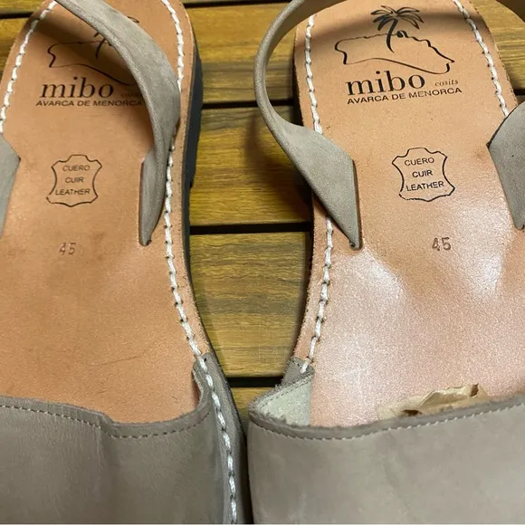 Mibo Cosits Avarca de Menorca Men Sandals Size 12 Leather Slingback Neutral NWOT