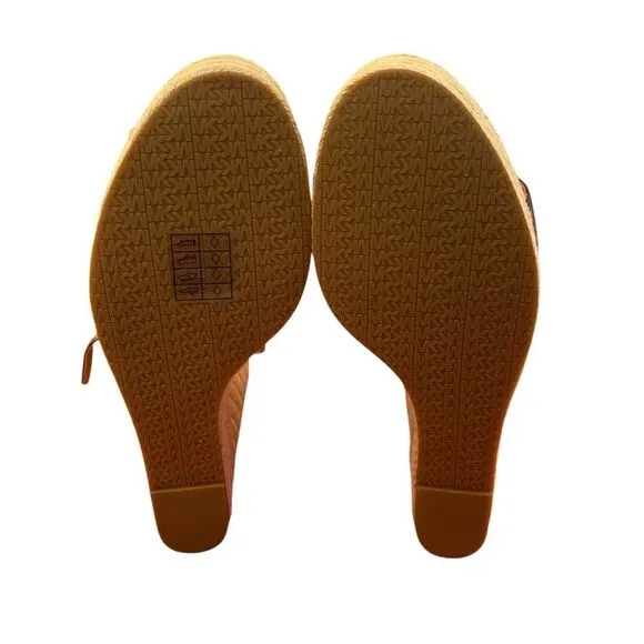 Michael by Michael Kors Leighton Brown Leather Wedge Sandals in Ladies Size 9.5M