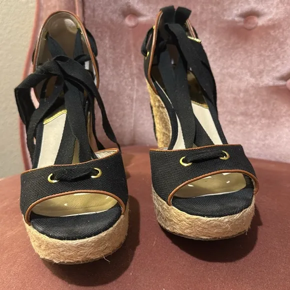 Michael Kors Lilah Wedge Canvas Espadrille Heels