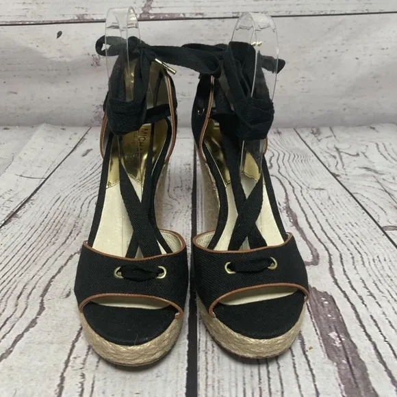 Michael Kors Lilah Wedge Canvas Espadrille Heels