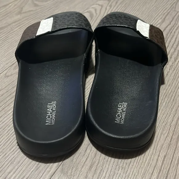 Michael Kors Men's Black and Brown Slide Sandals
