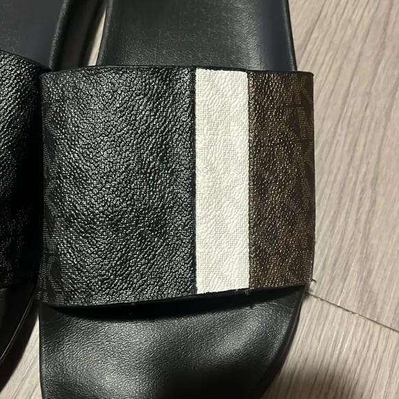 Michael Kors Men's Black and Brown Slide Sandals