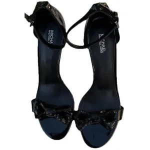 Michael Kors Paris Sequin Bow Stilettos Dress Party Shoes Sandal Black Size 9.5