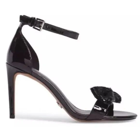 Michael Kors Paris Sequin Bow Stilettos Dress Party Shoes Sandal Black Size 9.5
