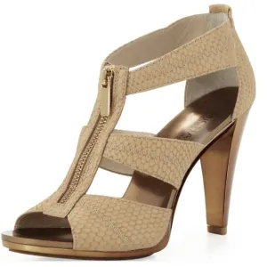 Michael Kors Tan 'Berkley' T-Strap 4&quot; Sandals Size 11M Excellent MSRP $99