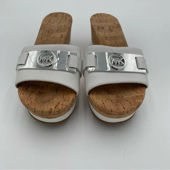 Michael Kors Warren Platform Slide Cork Slip On Clogs Sandals Leather Size 9