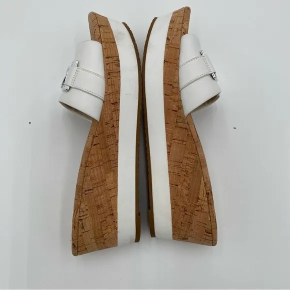 Michael Kors Warren Platform Slide Cork Slip On Clogs Sandals Leather Size 9