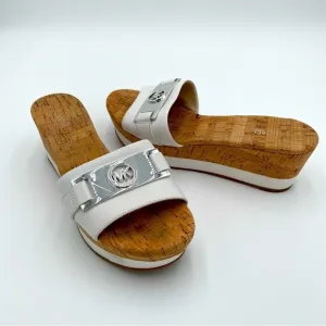 Michael Kors Warren Platform Slide Cork Slip On Clogs Sandals Leather Size 9