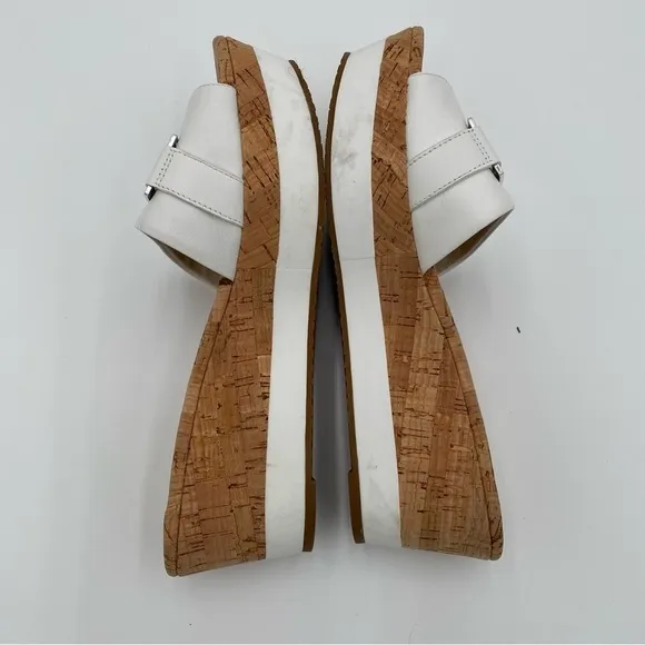 Michael Kors Warren Platform Slide Cork Slip On Clogs Sandals Leather Size 9