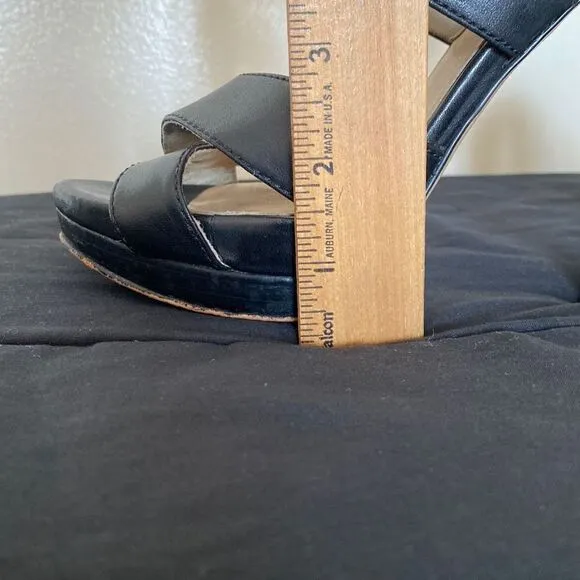 Michael Kors Womens Gladiator Sandals High Heels Buckle Patent Leather Black 6.5