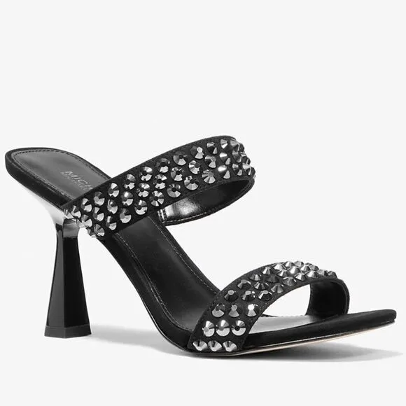 Michael Kors Clara Black Studded Heeled Sandals – Glamorous &amp; Chic