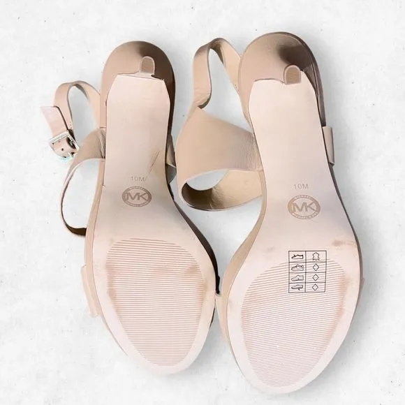 Michael Kors Heels Sandals Leather Women's US size 10‎ Tan Color Side Buckles