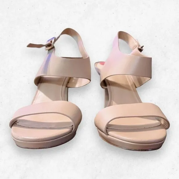 Michael Kors Heels Sandals Leather Women's US size 10‎ Tan Color Side Buckles