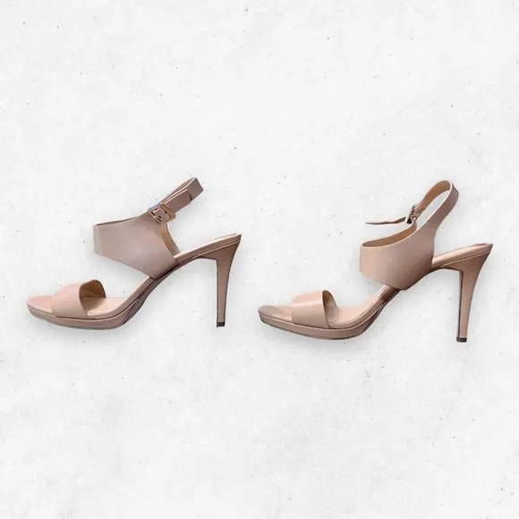 Michael Kors Heels Sandals Leather Women's US size 10‎ Tan Color Side Buckles