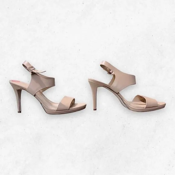Michael Kors Heels Sandals Leather Women's US size 10‎ Tan Color Side Buckles
