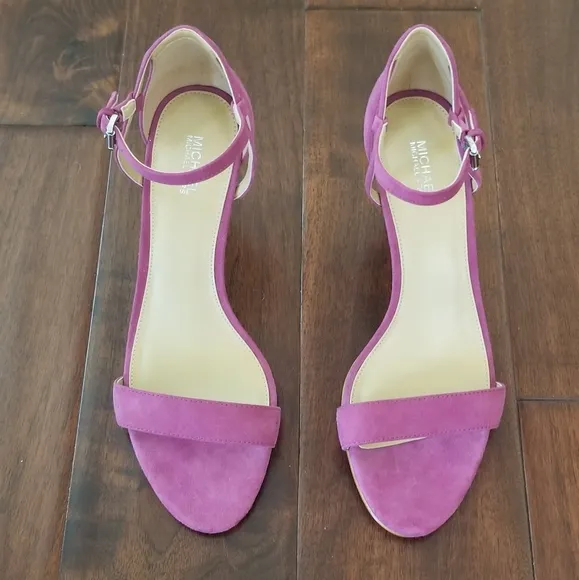MICHAEL MICHAEL KORS &quot;Simone&quot; Purple Suede Leather Mid Sandal - Garnet - Size 8