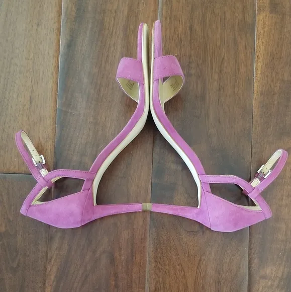 MICHAEL MICHAEL KORS &quot;Simone&quot; Purple Suede Leather Mid Sandal - Garnet - Size 8