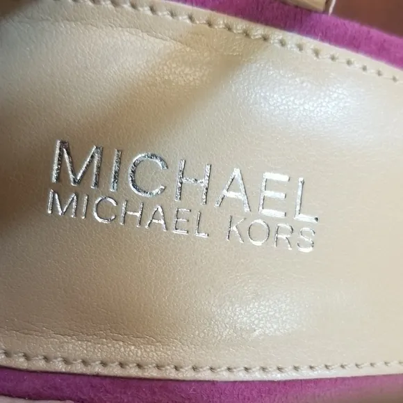 MICHAEL MICHAEL KORS &quot;Simone&quot; Purple Suede Leather Mid Sandal - Garnet - Size 8