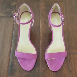 MICHAEL MICHAEL KORS &quot;Simone&quot; Purple Suede Leather Mid Sandal - Garnet - Size 8