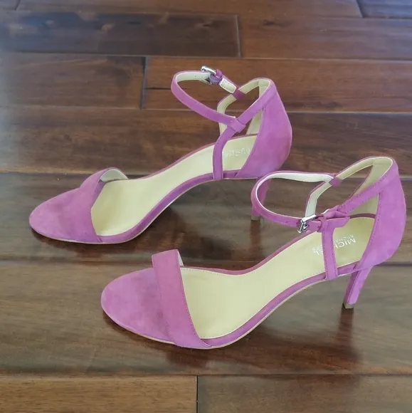MICHAEL MICHAEL KORS &quot;Simone&quot; Purple Suede Leather Mid Sandal - Garnet - Size 8