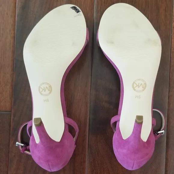 MICHAEL MICHAEL KORS &quot;Simone&quot; Purple Suede Leather Mid Sandal - Garnet - Size 8