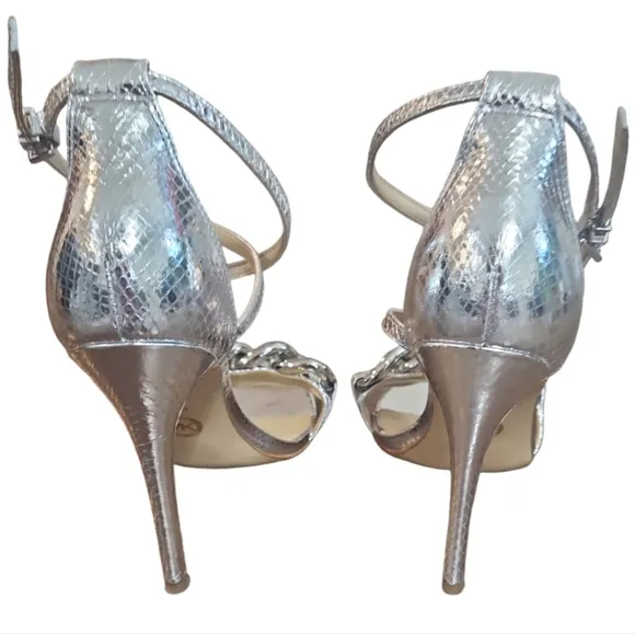 MICHAEL Michael Kors Asha Metallic Snake Embossed Leather Sandals
