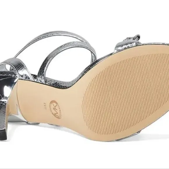 MICHAEL Michael Kors Asha Metallic Snake Embossed Leather Sandals