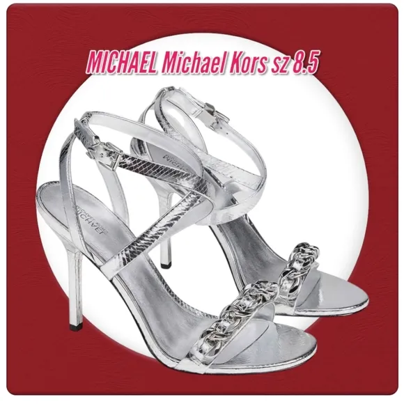 MICHAEL Michael Kors Asha Metallic Snake Embossed Leather Sandals
