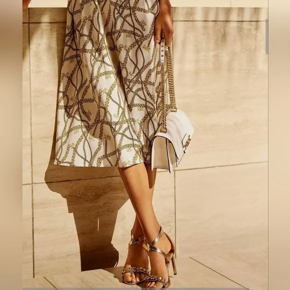 MICHAEL Michael Kors Asha Metallic Snake Embossed Leather Sandals