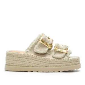 Miim Scarlett Women's Beige Espadrille Wedge Heeled Summer Sandals
