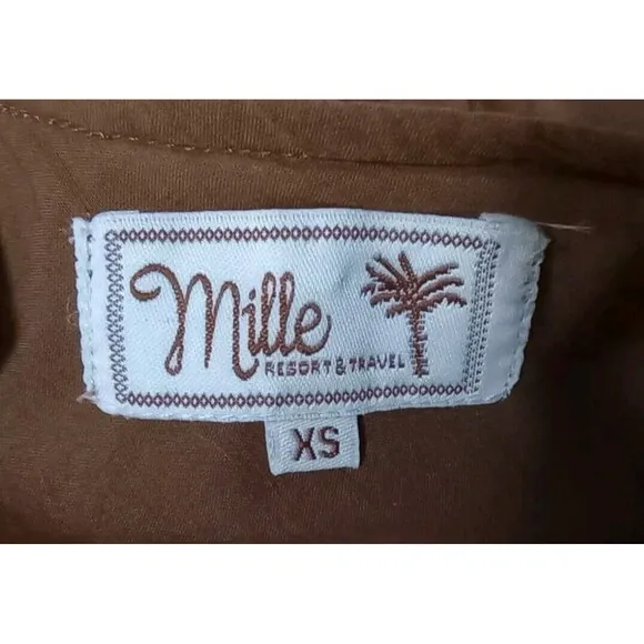 Millie Resort &amp; Travel Juliette Dress Midi Pockets Camel Brown Sz XS Casual