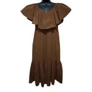 Millie Resort &amp; Travel Juliette Dress Midi Pockets Camel Brown Sz XS Casual